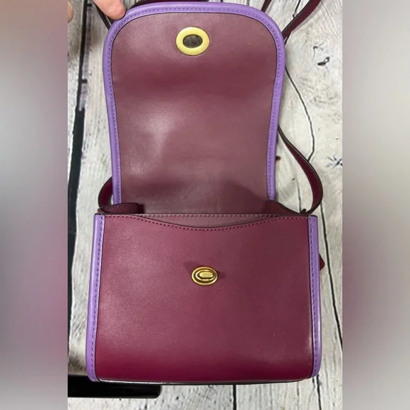 COACH Originals Turn-lock Lunchbox Bag PURPLE RED RASPBERRY Leather EXC COND! - Picture 10 of 15